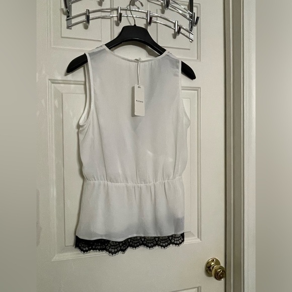 NWT Pleione Lace-trimmed Peplum Blouse Women’s Size M Surplice Neck White - Picture 16 of 16